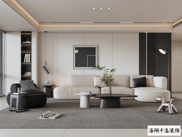 洛陽(yáng)云熙府現(xiàn)代極簡(jiǎn)風(fēng)客廳裝修案例