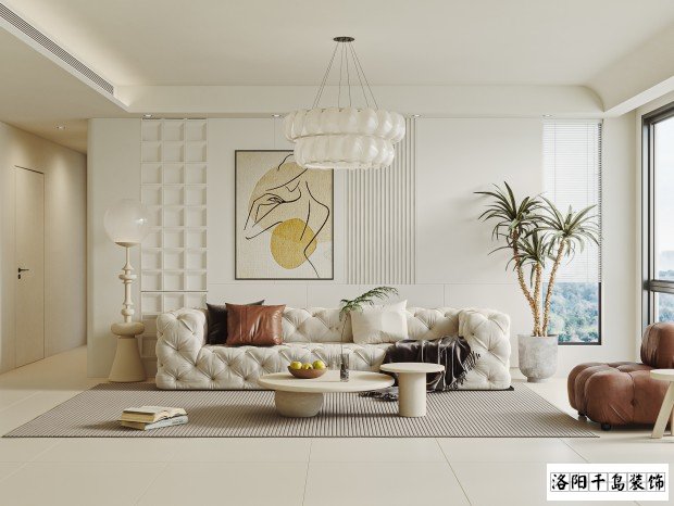 洛陽(yáng)碧桂園天悅法式奶油風(fēng)客廳裝修案例