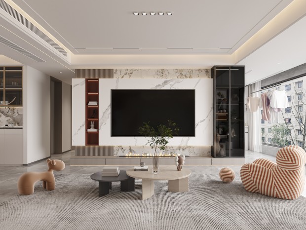 洛陽(yáng)意式極簡(jiǎn)風(fēng)客廳裝修案例